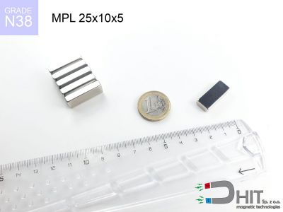 MPL 25x10x5 N38 magnes płytkowy