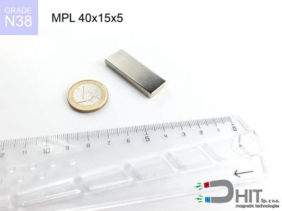 MPL 40x15x5 N38 - neodymowe magnesy płytkowe