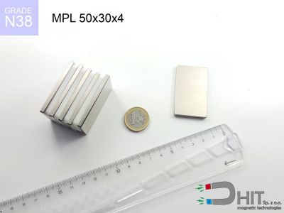 MPL 50x30x4 N38 - magnesy neodymowe płaskie
