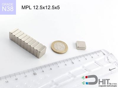 MPL 12.5x12.5x5 N38 - magnesy neodymowe płytkowe