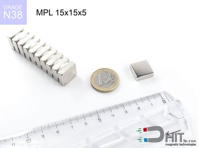 MPL 15x15x5 N38 - magnesy neodymowe płytkowe
