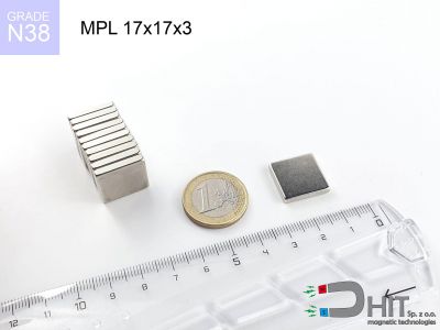 MPL 17x17x3 N38 - magnesy neodymowe płytkowe