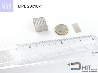 MPL 20x10x1 N38 - magnesy w kształcie sztabki