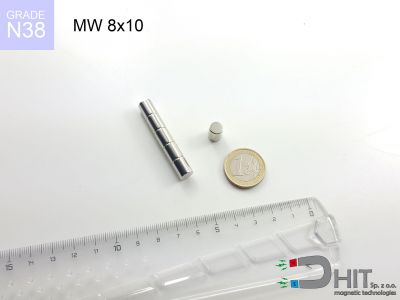 MW 8x10 N38 - magnesy w kształcie walca