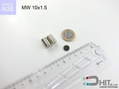 MW 10x1.5 N38 - neodymowe magnesy walcowe