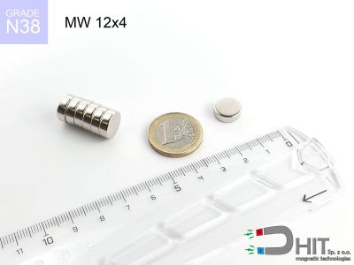 MW 12x4 N38 - magnesy w kształcie krążka