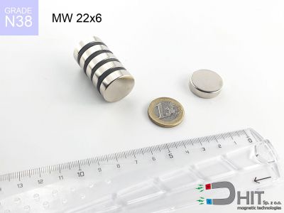 MW 22x6 N38 magnes walcowy