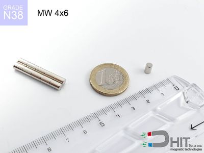 MW 4x6 N38 - neodymowe magnesy walcowe