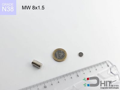 MW 8x1.5 N38 - magnesy neodymowe walcowe