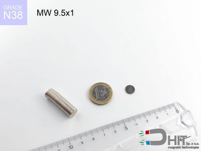 MW 9.5x1 N38 - magnesy w kształcie walca