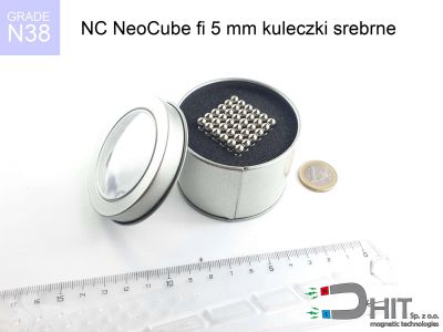 NC NeoCube fi 5 mm kuleczki srebrne N38 - neocube - neodymowe kuleczki