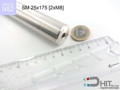 SM 25x175 [2xM8] N52 - wałki magnetyczne z magnesami ndfeb