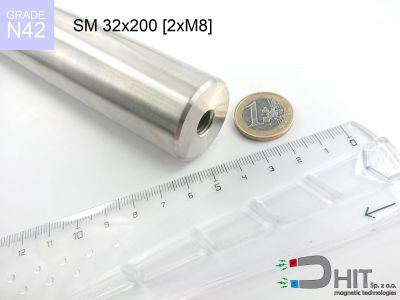 SM 32x200 [2xM8] N42 - wałki magnetyczne z magnesami