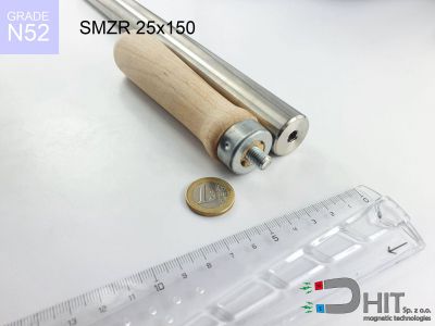 SMZR 25x150 N52 - separatory wałki z magnesami z drewnianą rękojeścią
