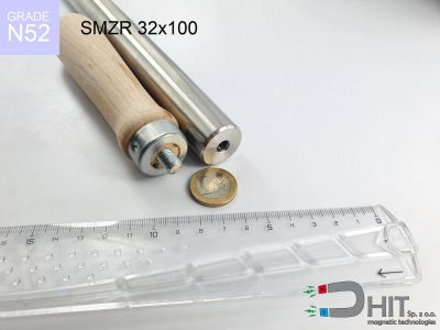 SMZR 32x100 N52 - separatory chwytaki z magnesami neodymowymi z drewnianym chwytem