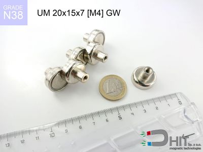 UMGW 20x15x7 [M4] GW N38 - uchwyty magnetyczne z gwintem wewnętrznym