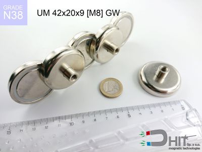 UMGW 42x20x9 [M6] GW N38 - magnesy w uchwycie z gwintem wewnętrznym