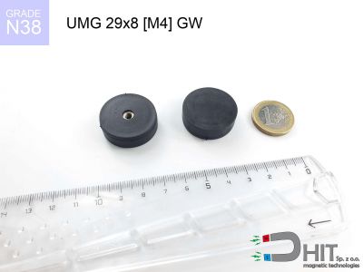 UMGGW 29x8 [M4] GW N38 - magnesy z gwintem w gumie