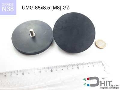UMGGZ 88x8.5 [M8] GZ N38 - magnesy z gwintem w gumie