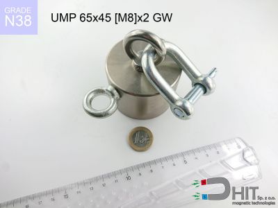 UMP 65x45 [M8]x2 GW  - magnetyczne uchwyty do łowienia w wodzie