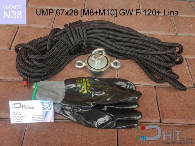 UMP 67x28 [M8+M10] GW F120 Lina N38 - uchwyty magnetyczne do łowienia w wodzie