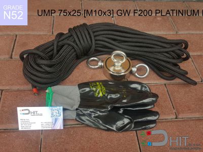 UMP 75x25 [M10x3] GW F200 PLATINIUM Lina N52 - neodymowe magnesy do szukania w wodzie