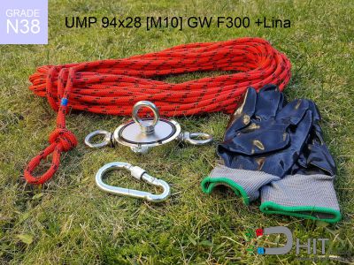 UMP 94x28 [3xM10] GW F300 GOLD Lina N38 - uchwyty magnetyczne do szukania w wodzie