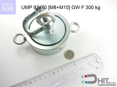 UMP 97x40 [M8+M10] GW F300 kg N38 - magnesy neodymowe dla poszukiwaczy