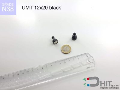 UMT 12x20 black N38 - magnesy do tablic