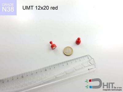 UMT 12x20 red N38 - klipsy magnetyczne na tablice